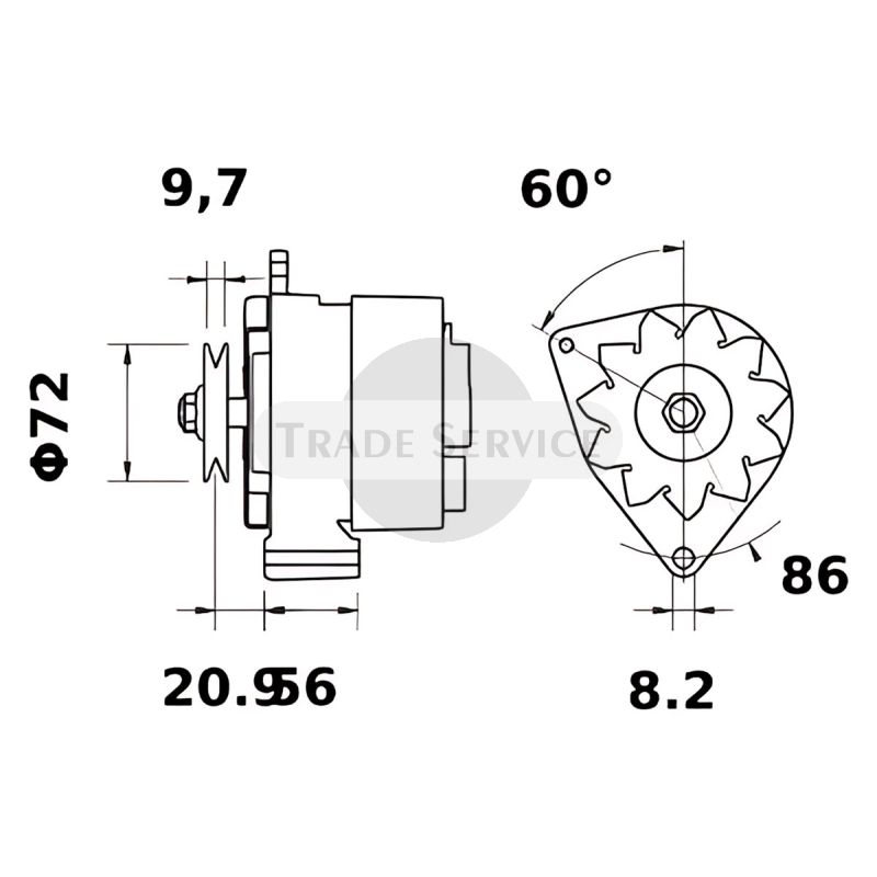 11.201.489 AAK1340 MG115 MAHLE (Letrika, Iskra) Generator (11201489)