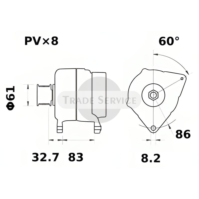 11.205.738 AAK5996 MAHLE (Letrika, Iskra) Generator MG1219