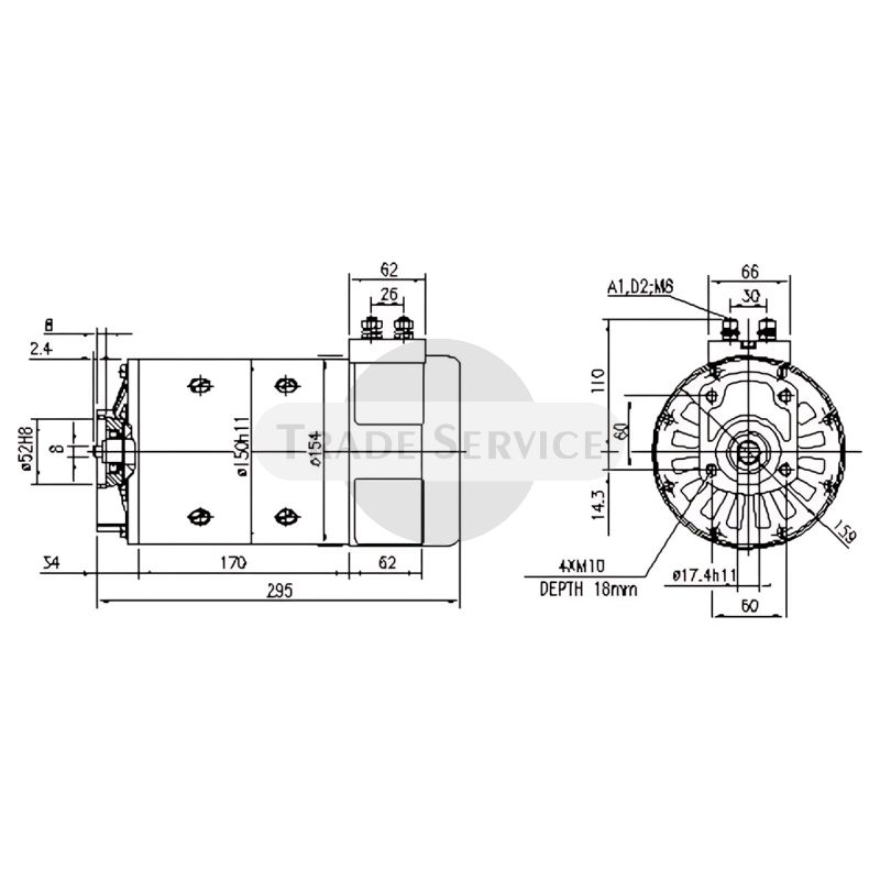 11.214.232 AMP4659 MM82 MAHLE (Letrika, Iskra) DC-Motor (11214232)