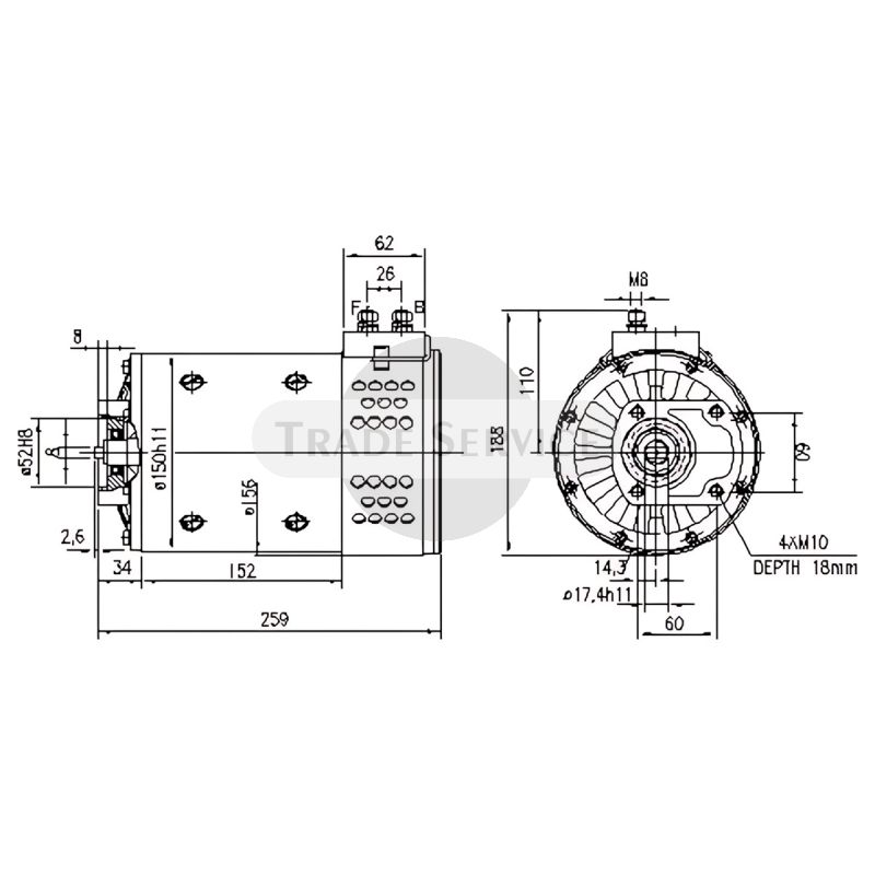 11.216.245 AMP5614 MM149 MAHLE (Letrika, Iskra) DC-Motor (11216245)