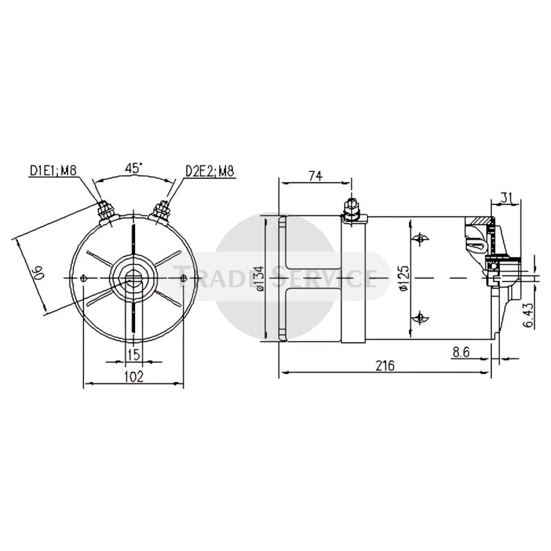 11.216.825 AMK5558 MM4 MAHLE (Letrika, Iskra) DC-Motor (11216825)