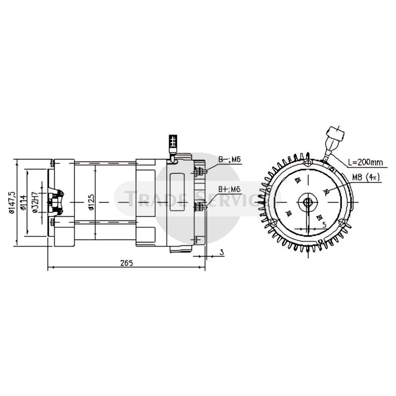 11.213.337 AMK6350 MM422 MAHLE (Letrika, Iskra) DC-Motor (11213337)