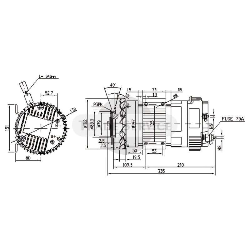 11.213.222 AMK6125 MM338 MAHLE (Letrika, Iskra) DC-Motor (11213222)