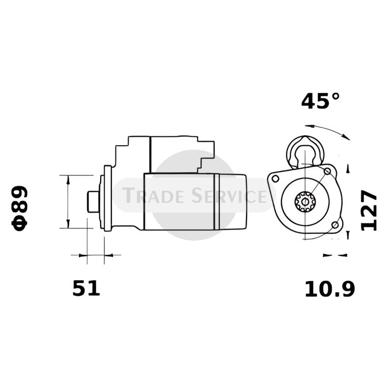 11.132.100 AZF4829 MS851 MAHLE (Letrika, Iskra) Anlasser (11132100)