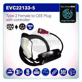 Type 2 Female to CEE plug charging cable 480V 16A 11kW