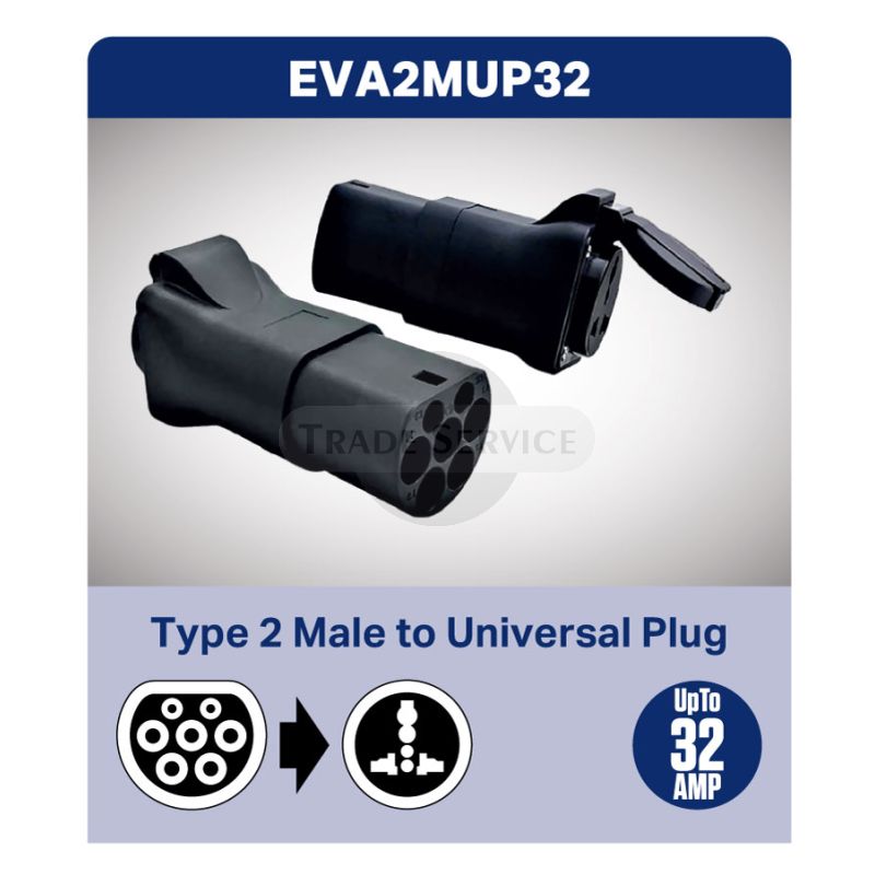 Type 2 Male To Universal Plug cable adaptor 32A