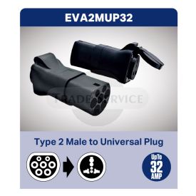 Type 2 Male To Universal Plug cable adaptor 32A