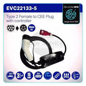 Type 2 Female to CEE plug charging cable 480V 16A 11kW